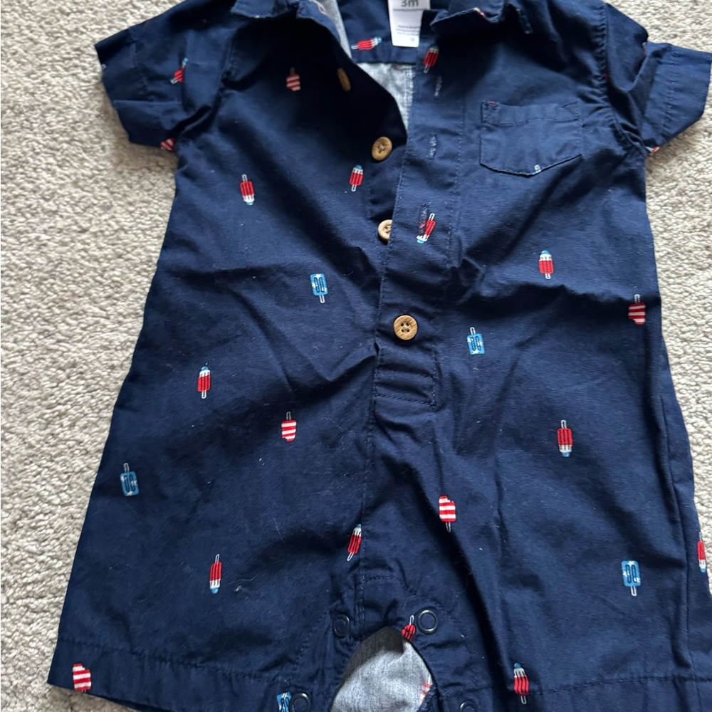 Carter's Navy Blue Baby Romper with Popsicle Print